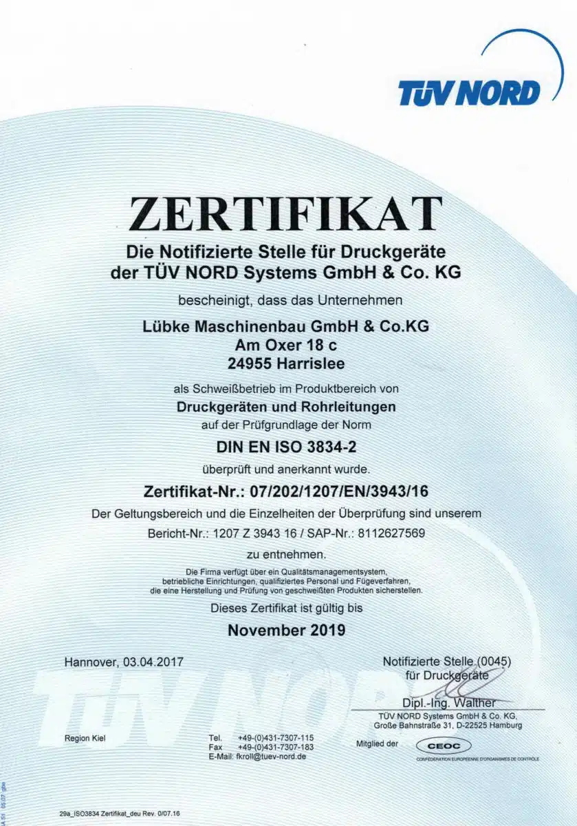 KO-MET Metalltechnik - Zertifizierungen & Qualitätsnachweise 5 KO-MET Metalltechnik ist nach DIN EN ISO 3834-2 zertifiziert.