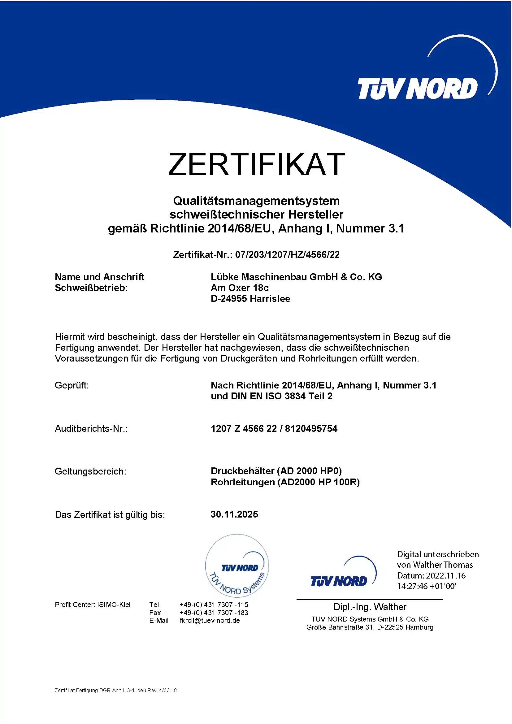 KO-MET Metalltechnik - Zertifizierungen & Qualitätsnachweise 8 KO-MET Metalltechnik ist nach DIN EN ISO 3834-2 zertifiziert.