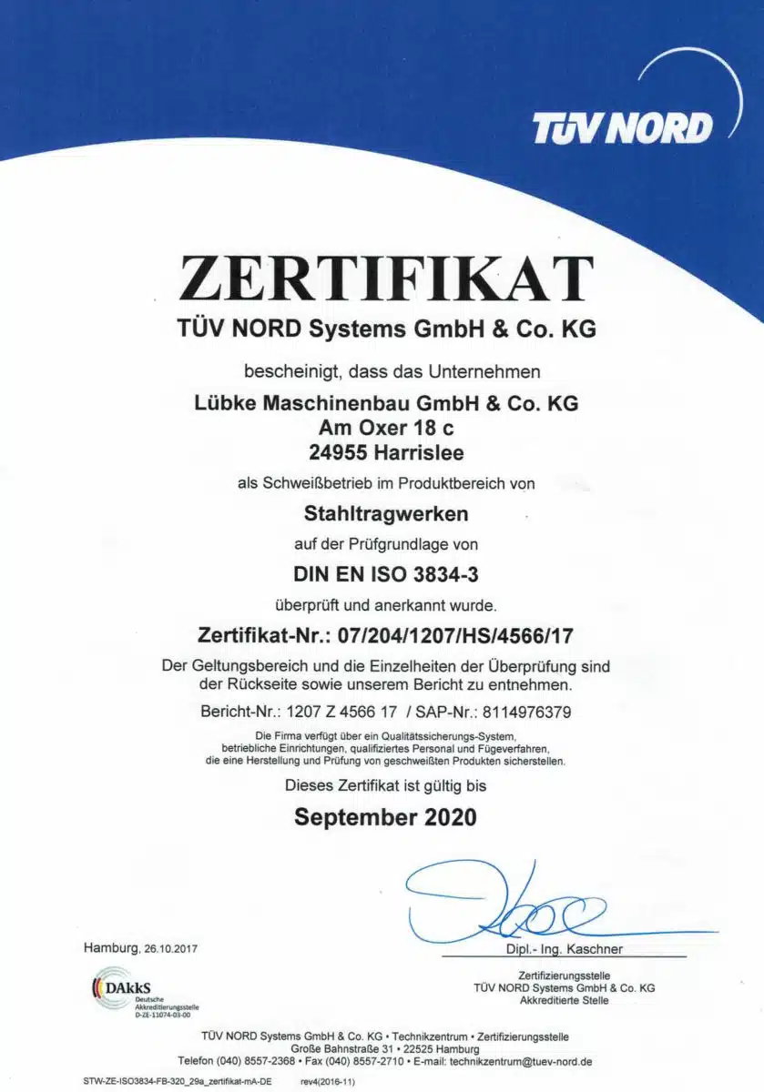 KO-MET Metalltechnik - Zertifizierungen & Qualitätsnachweise 11 Zertifizierung nach DIN EN ISO 3834-3 – Schweißtechnik für Stahltragwerke